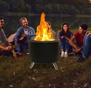 KEYO wood burning camping metal gambe pieghevoli senza fumo patio fire pit