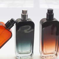 Flacon pulvérisateur en verre rectangulaire à dégradé de couleur, emballage cosmétique de luxe avec logo imprimé sur mesure, capacité de 30 ml, 50 ml, 75 ml, 100 ml