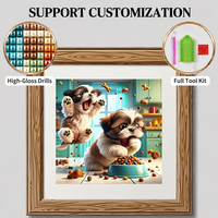 Peinture Diamant 5D DIY Ronde pour Enfants SONGWOOART, Animaux de Dessin Animé, Chien, Cadeau pour Enfants, Kit de Peinture Diamant sur Toile, Décoration Intérieure
