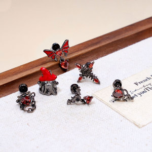 Pendientes de Moda Góticos al por Mayor de Acero Inoxidable 316L con Rubíes para Halloween, para Mujeres y Hombres - Product Image 1