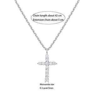 S925 Sterling <b>Silver</b> Moissanite <b>Cross</b>-Style <b>Necklace</b> Classic Simple Design for Daily Wear Travel for Photography Gift Giving - Product Image 1