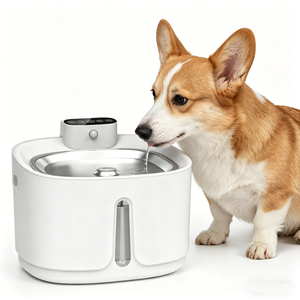 Fuente de agua eléctrica ovalada moderna para mascotas, silenciosa, con protección contra funcionamiento en seco, dispensador inteligente para mascotas - Product Image 1