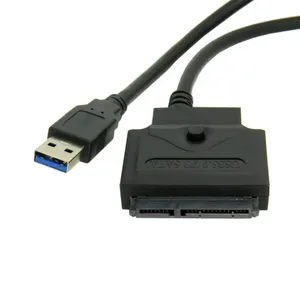 Adaptador de cable de alimentación de datos USB 2,0 3,0 a SATA de 22 pines para PC portátil 2,5 "Controlador de disco duro HDD de 3,5 pulgadas Color negro