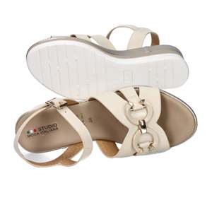 รองเท้าแตะส้นเตารีด Donna Sandalo รุ่น Con Zeppa สีเบจ 84159 E5 - Product Image 6