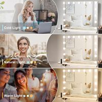 Grande coiffeuse de bureau à écran tactile avec éclairage intelligent à mémoire, grossissement 10X, miroir LED argenté personnalisé à 3 couleurs