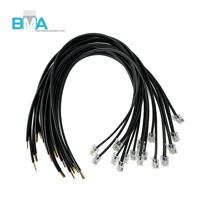 Cable Modular 4P4C con Conector a Terminal de Alambre Estañado 26AWG 400MM/1.31ft, Aislamiento de PVC Negro para Cableado de Señal de Línea Telefónica y Sistemas de Seguridad