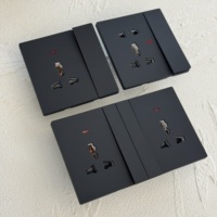 Interruptor de luz de pared para el hogar con panel de 86 teclas, 250V, 1 interruptor, 1 toma de corriente de 13A para Reino Unido, USB-C, acabado negro mate, regulador de intensidad, ventilador, moderno y fácil de instalar.