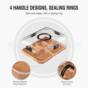 Bandeja de madera para delicatessen con tapa transparente, tabla de quesos con múltiples compartimentos para fiestas y uso en escritorio. - Product Image 5