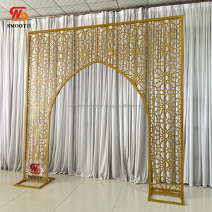 ฉากหลังโค้งโลหะสีทองลายใหม่ทันสมัยสำหรับตกแต่งเวทีงานแต่งงาน - Product Image 4