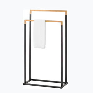 New <strong>Black</strong> <strong>Bath</strong> Towel Stand Free Standing Household Bathroom Towel <strong>Racks</strong> Bamboo Towel <strong>Rack</strong> - Product Image 2