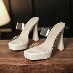 9696B Heeled Sandals Women <b>Open</b> <b>Toe</b> Chunky High <b>Heel</b> <b>Platform</b> Fashion Trend Summer Wear - Product Image 1