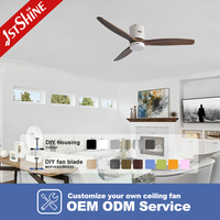 Ventilateur de plafond moderne professionnel 1stshine avec lumière, pales en bois massif encastrées, excellent vendeur, directement de l'usine, pour la décoration intérieure