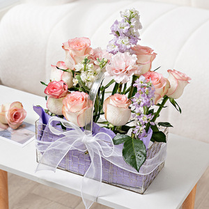 Transparent Gold Powder Picnic Basket 24.5x12.4x21.5 Portable Storage Basket For Fruit Snacks Flowers - Product Image 2