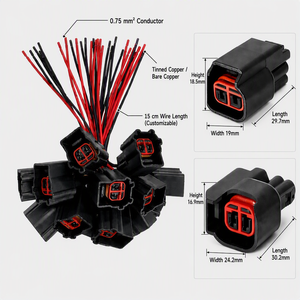 <span class=keywords><strong>2</strong></span> Pin <span class=keywords><strong>2</strong></span> Core Konektor Tahan Air Kabel Harness Konduktor Tembaga Berlapis atau Tembaga Kuning Perakitan Kabel Listrik Otomotif - Product Image 2