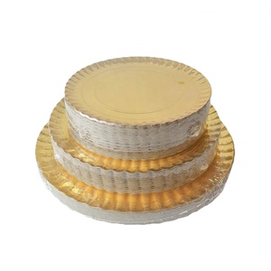 Vente en gros usine : Plateau à gâteau rond en carton argenté et doré, avec bord bleu, personnalisable OEM - Product Image 2