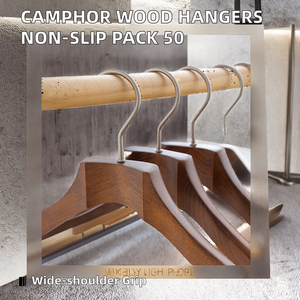 Camphor Wood <b>Hanger</b> Trousers Rack Men's Women's Non-slip Flocking Insect-proof Moth-proof Wide-shouldered Luxury Multifunction - Product Image 2