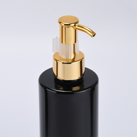 Flacon pompe rond en plastique PET de luxe, blanc et noir, 250 ml, 300 ml, 500 ml, vide, pour après-shampoing, gel douche, shampoing pour animaux, avec pompe dorée
