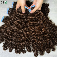 Extensions de cheveux bouclés birmans à bandes adhésives, cheveux humains véritables, extensions invisibles injectées sans couture, extensions à bandes adhésives pour femmes