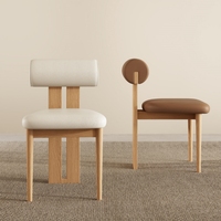 Chaises de salle à manger en bois nordique-Cadre en bois massif avec siège rembourré en tissu pour la maison