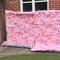 Mur de fleurs artificielles 3D rose hydrangea et rose, toile de fond en plastique imperméable faite à la main pour mariage, anniversaire, Noël, fête, photo