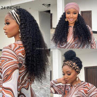 Pas cher Vague Profonde 16 Pouces Bandeau Perruque Cheveux Bouclés Machine Fait Vierge Cheveux Humains Transparent Lace Front Perruque pour les Femmes