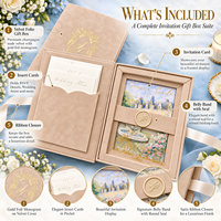 Boîte d'invitation de mariage de luxe personnalisée en velours, boîte cadeau rigide avec ruban et dorure à chaud, vente en gros, fabricant, faible MOQ
