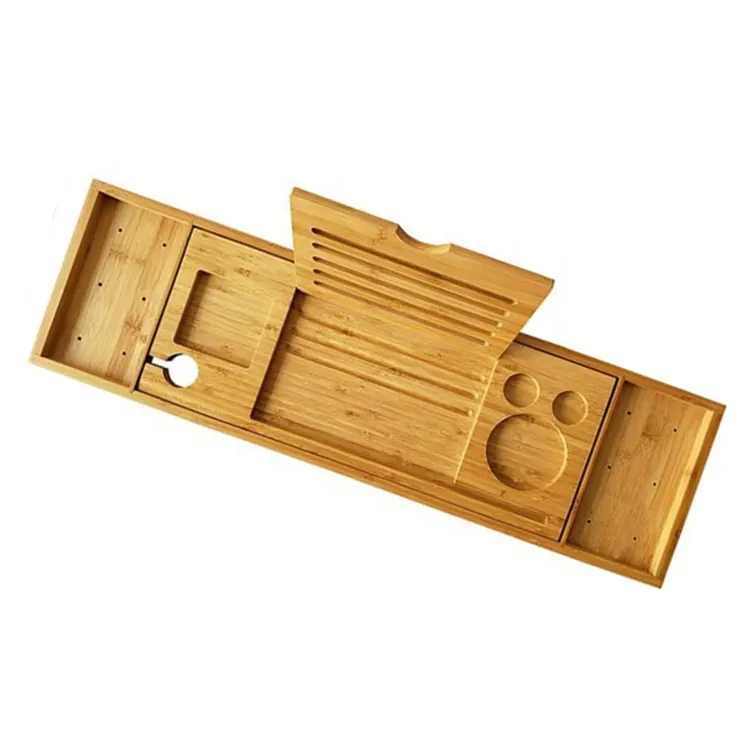 Plateau caddie de baignoire en bambou de haute qualité, accessoires de salle de bain de luxe, planche à Table pour la lecture, pour ordinateur portable, cadeau idéal