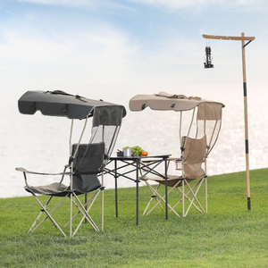 Chaise pliante portable d'extérieur personnalisable avec pare-soleil, accoudoir en fer et porte-gobelet pour jardin, pêche, randonnée et parcs - Product Image 6