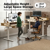 Bureau électrique assis-debout avec tiroirs, design moderne, bureau ergonomique pour l'étude et le travail