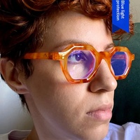 Lunettes de soleil vintage polygonales hexagonales à monture intégrale anti-lumière bleue pour femmes
