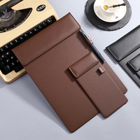 Carpeta de cuero para reuniones de oficina con logotipo personalizado, carpeta magnética para negocios B5 A5 A6, Clip para tablero de escritura con portalápices