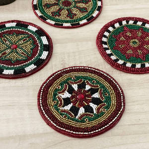 Colorful Classic <b>Glass</b> Home Decor Luxury Handmade Beaded Custom <b>Coaster</b> 5mm Thickness for Dining Table Wholesale - Product Image 5