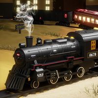 Classique Jouet de Train Électrique à Vapeur avec Télécommande, Lumière, Son et Fumée