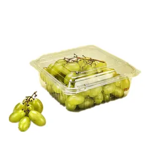 グレープライチチェリー用のカスタム透明透明食品容器PET使い捨てプラスチッククラムシェル野菜フルーツ包装箱