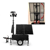 Remorque de surveillance CCTV solaire mobile portable avec mât manuel de 6 m et autonomie de 3 jours pour chantier, parking et site distant