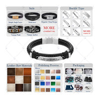 Haosen Bracelet en cuir pour hommes fait à la main Corde tressée multicouche avec accessoires en acier inoxydable personnalisés Bracelets à cordes de mode