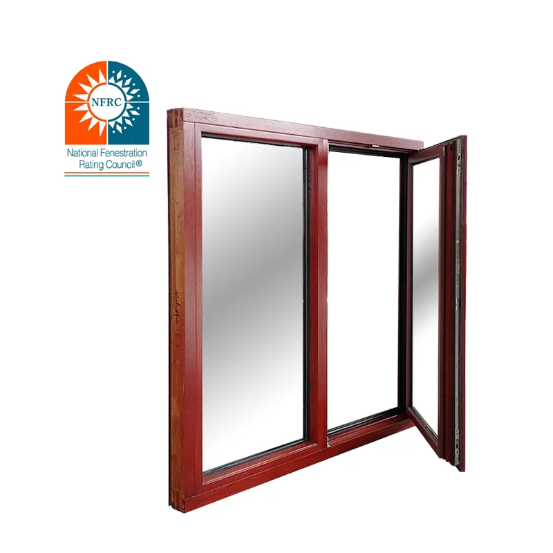 Produttore di porte e finestre in legno Design del telaio finestre a battente a taglio termico doppia finestra in alluminio in vetro temperato per la casa