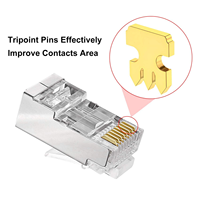 Connecteur RJ45 blindé Cat6 en gros, connecteur modulaire STP 8P8C à passage direct, terminaison facile pour câble Ethernet blindé