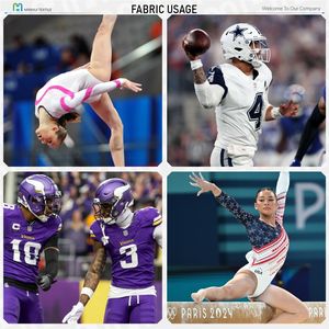 Tissu Spandex à haute brillance Stretch 4 voies Dazzle 200 Tissu de sublimation blanc en tricot de nylon à faible élasticité pour maillots nfl - Product Image 5