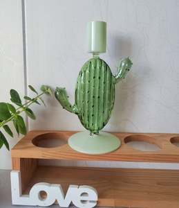 Portavelas <span class=keywords><strong>de</strong></span> cristal con forma <span class=keywords><strong>de</strong></span> <span class=keywords><strong>cactus</strong></span> único al por mayor <span class=keywords><strong>candelabro</strong></span> <span class=keywords><strong>de</strong></span> cristal hecho a mano para boda decoración del hogar - Product Image 2