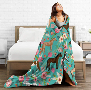 Manta de Microfelpa Ultrasuave con Diseño de Caballos Divertidos, Razas de Caballos, Animales de Granja, Flores, para Aire Acondicionado - Product Image 5