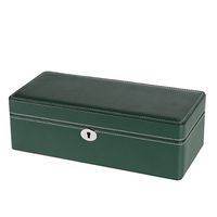 Boîtes de collection de montres automatiques en cuir vert de luxe haut de gamme personnalisées pour hommes, organisateur à 4 emplacements, mallettes de rangement avec logo et serrure
