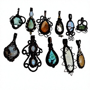 Handmade Copper Wire Wrapped Natural Gemstone Pendant Assortment Boho Style Jewelry Wholesale - Product Image 1