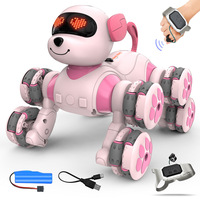 Nouveau modèle 2026 – Chien robot intelligent rose en plastique à huit roues, capable de faire des cascades, avec fonction d'évitement d'obstacles, jouet pour adolescents et adultes