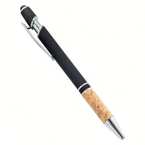 High Quality 2-in-1 Aluminum Rod Ballpoint <b>Pen</b> Custom Logo Metal for Stylus with Cork Grip Spray Glue Press Office Tool and Gift - Product Image 4