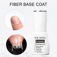 ICE NOVA Base Coat en Fibre de Soie avec Logo Personnalisé, Gel UV Réparateur pour Ongles, Vernis à Ongles Naturel en Fibre