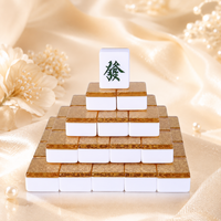 Jeu de Mahjong Personnalisé Double Couche en Acrylique avec Bord Doré, Motifs de Déesse de la Richesse et Fleurs, Tuiles de Mahjong Américaines, Jeu de Loisirs