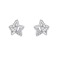 Kleine, exquisite Stern-Ohrringe mit Zirkonia für Damen, luxuriöser High-End-Look, vielseitige fünfzackige Stern-Ohrringe aus Silber