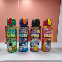 Bouteille en plastique avec paille, sans BPA, écologique, motif dessin animé créatif pour enfants, nouveau design, pour la maison, l'école, le camping et la randonnée