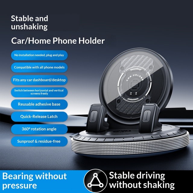 Magnetic Dashboard Mount 360-Degree Rotatable Heavy Duty Adhesive Car Phone Holder with Adhesive Base Anti-Slip Design